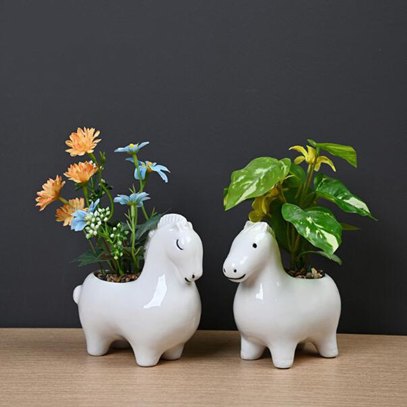 White Porcelain Creative Horse - огляд і ціна Bonsai Garden Art